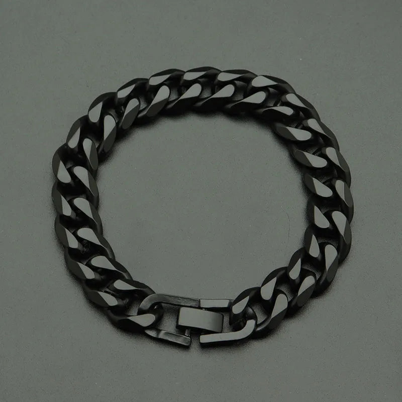 Cuban Chain Bracelet Gold Color Thick Link Bracelets Vintage Chain