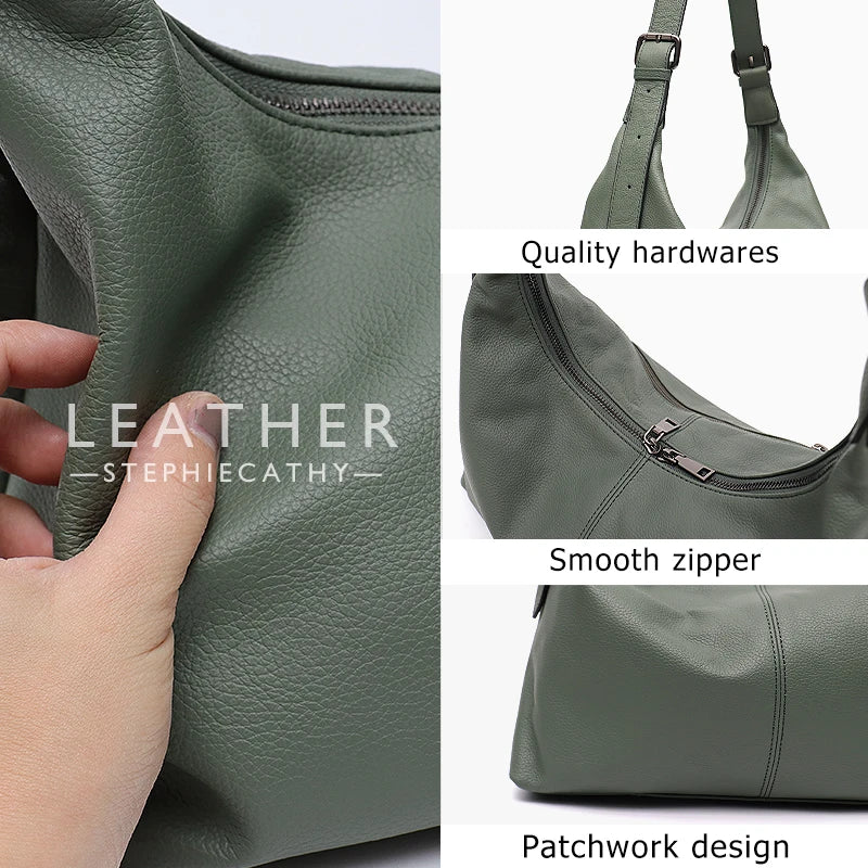 Luxury Cowhide Crossbody Bag Large Casual Shoulder Purse