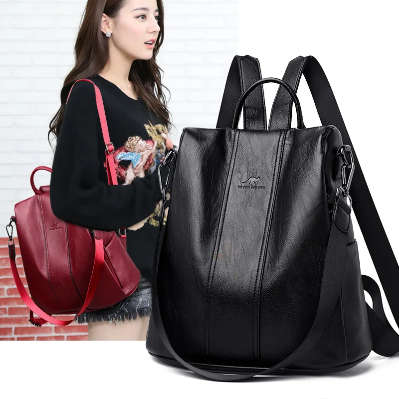 Casual Backpack for Women Shoulder Bag Soft Leather Backpack