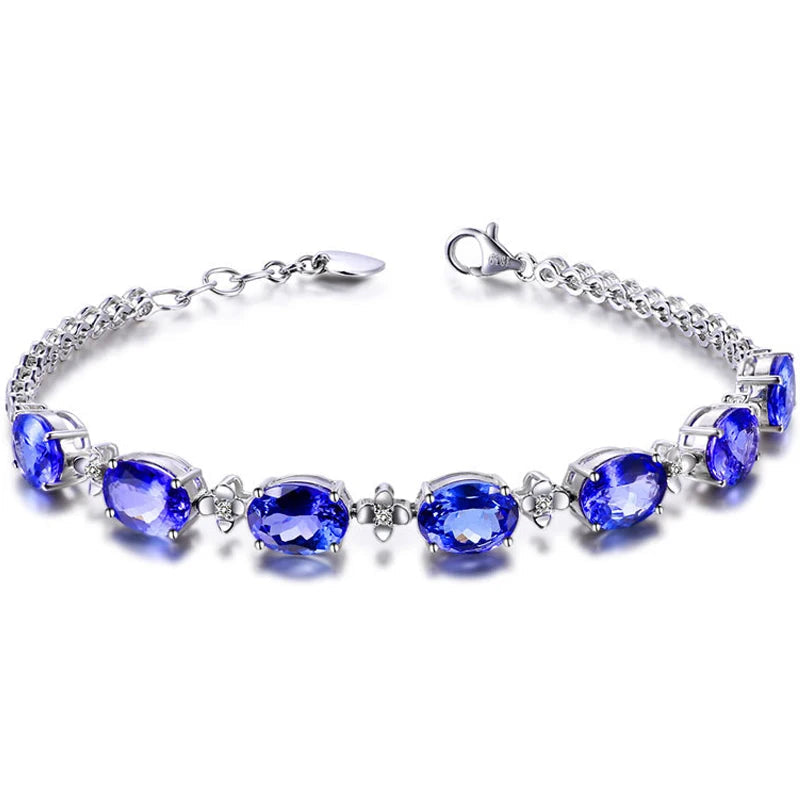 925 Sterling Silver Sapphire Bracelet Chain For Women Fashion Jewelry