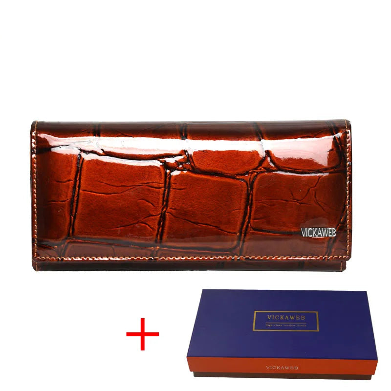 Genuine Leather Women Wallet Magnetic Hasp Female Long Purse Ladies Coin Purses