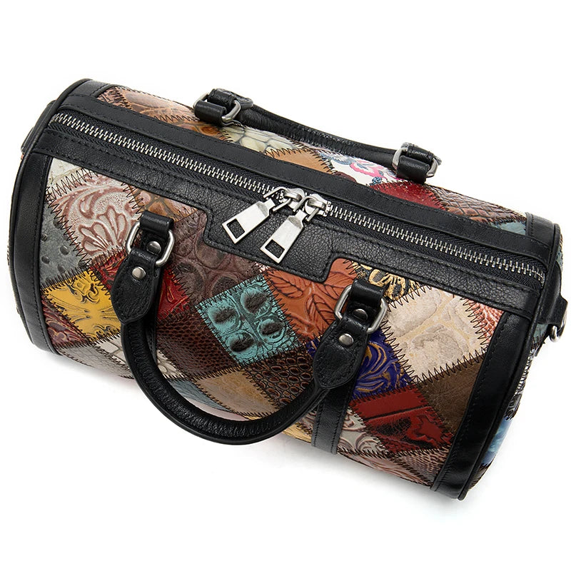 Genuine Leather Handbag Fashionable Patchwork Design