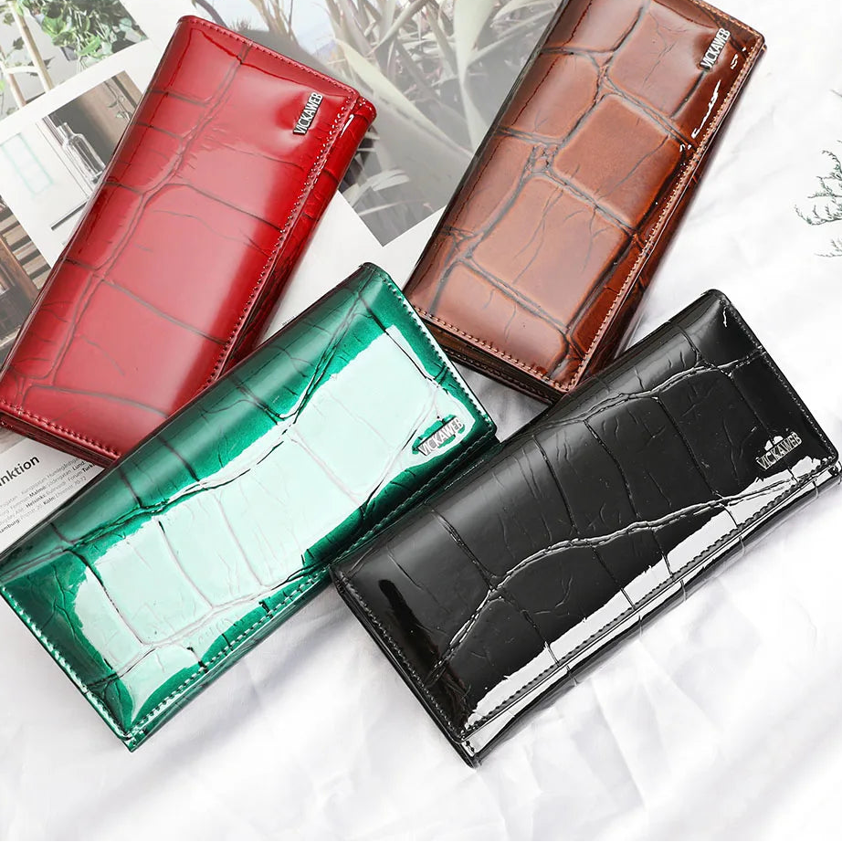 Genuine Leather Women Wallet Magnetic Hasp Female Long Purse Ladies Coin Purses
