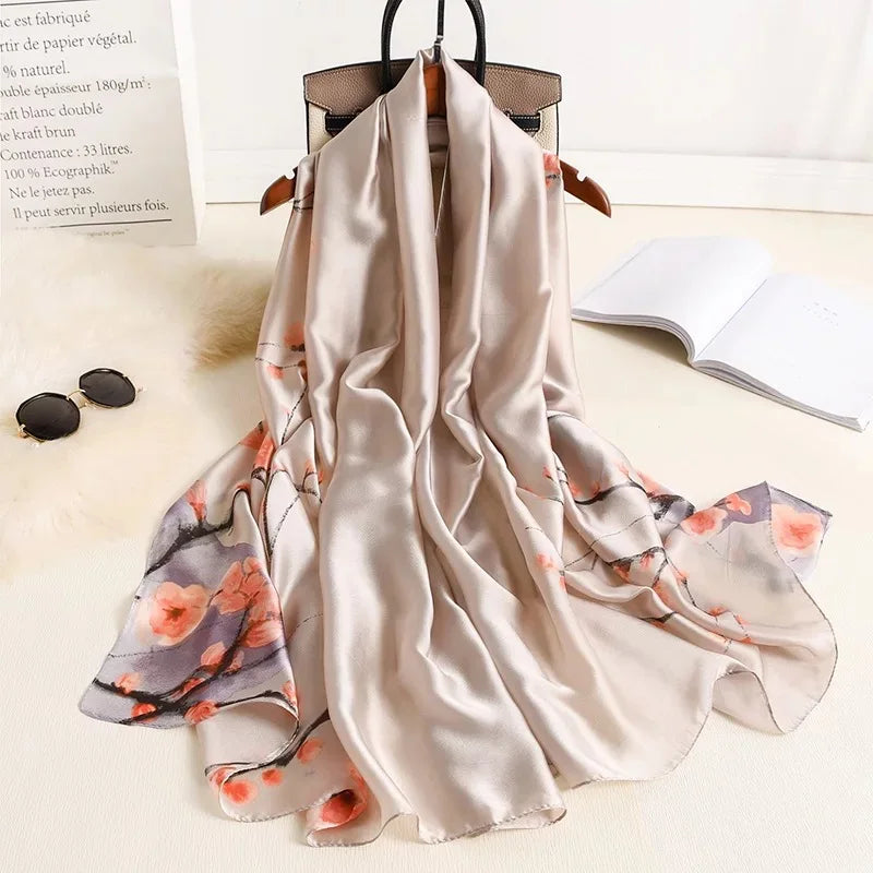 180*90cm Luxury Brand Women Scarf Summer Silk Shawl Lady Wrap Soft Design