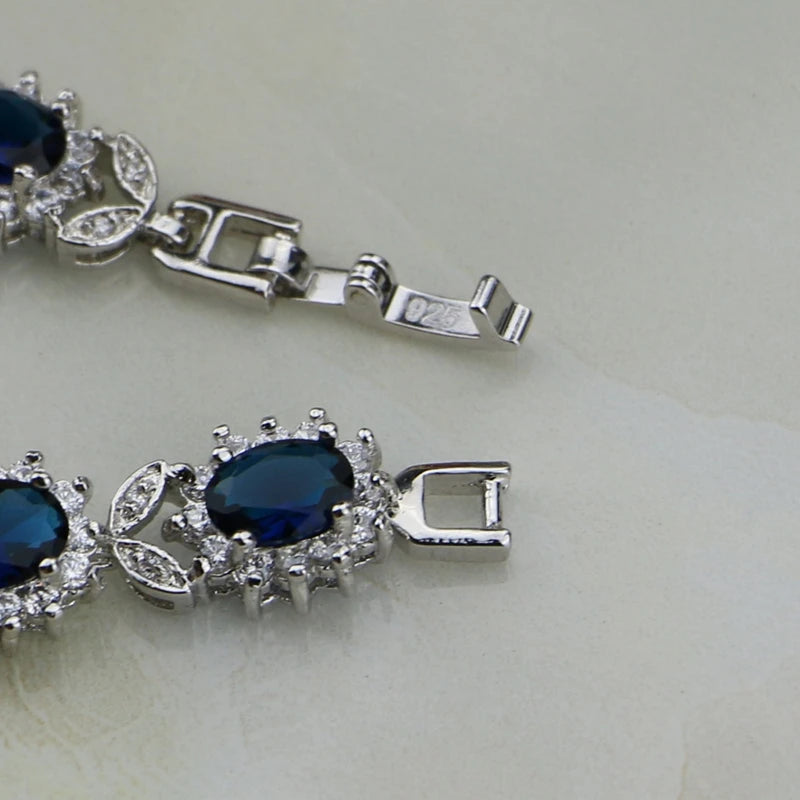 925 Sterling Silver Blue Cubic Zirconia Bracelets
