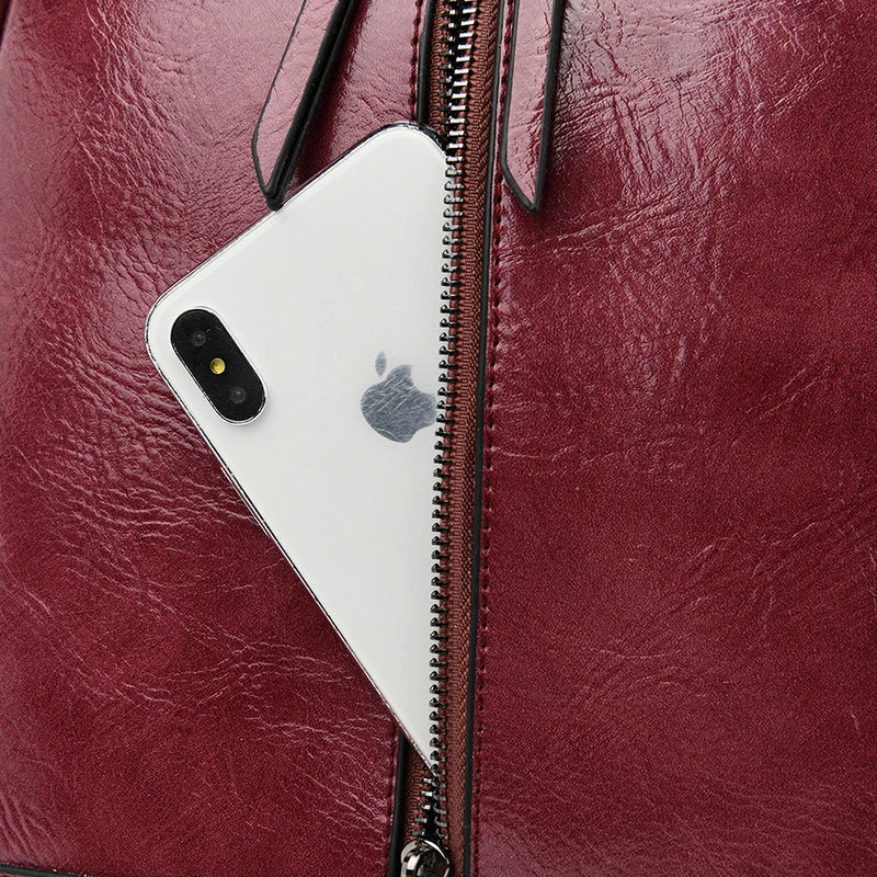 Leather Backpack Fashion Travel Shoulder Bag Large Capacity