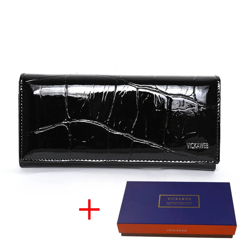 Genuine Leather Women Wallet Magnetic Hasp Female Long Purse Ladies Coin Purses
