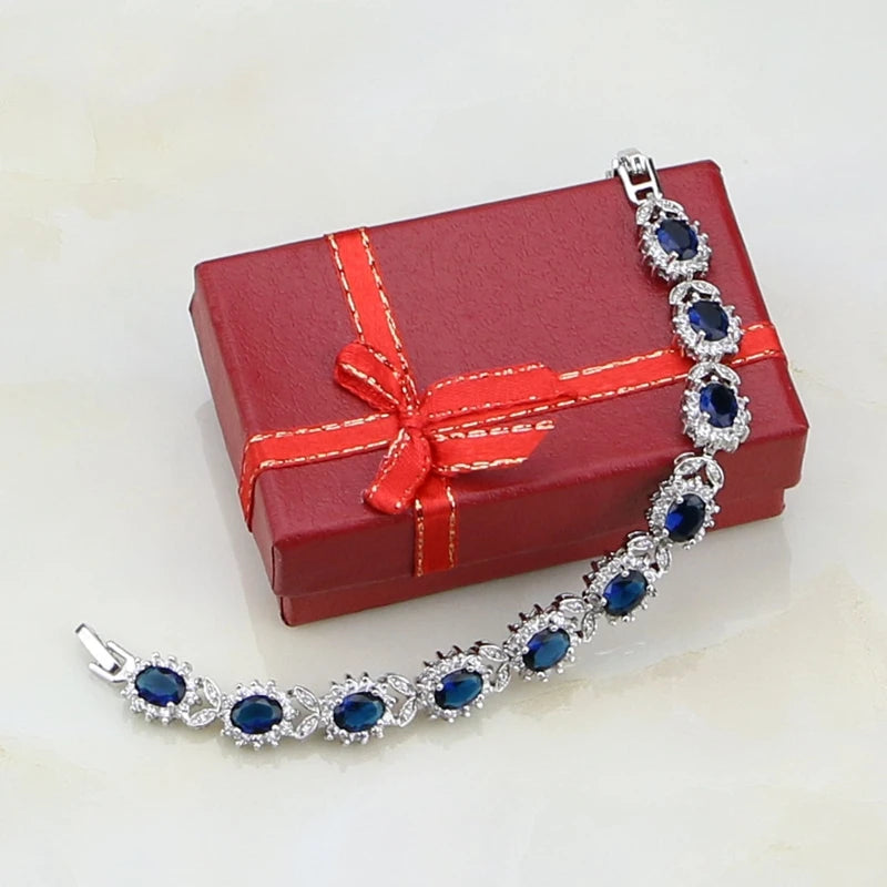 925 Sterling Silver Blue Cubic Zirconia Bracelets