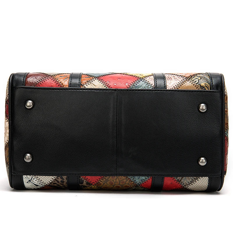 Genuine Leather Handbag Fashionable Patchwork Design