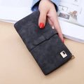 Women Retro Matte Wallets PU Leather Long Purse Clutch