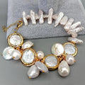 Natural Freshwater White Pearl Coin Bracelet