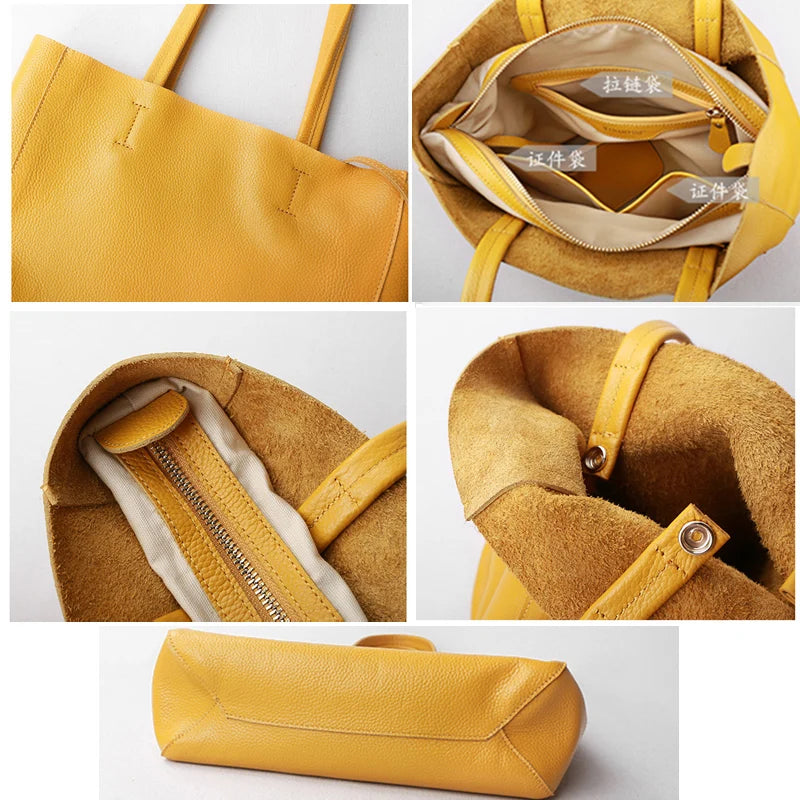 Luxury Bag Casual Tote Fashion Handbag Soft Cowhide