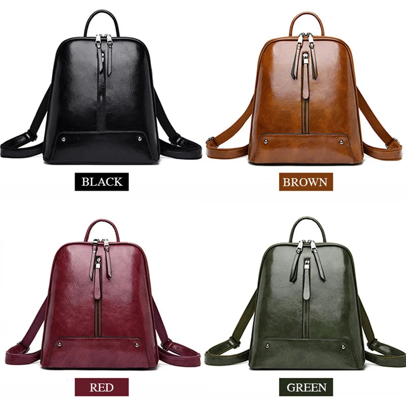 Leather Backpack Fashion Travel Shoulder Bag Large Capacity