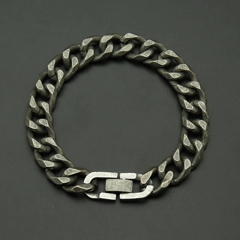 Cuban Chain Bracelet Gold Color Thick Link Bracelets Vintage Chain