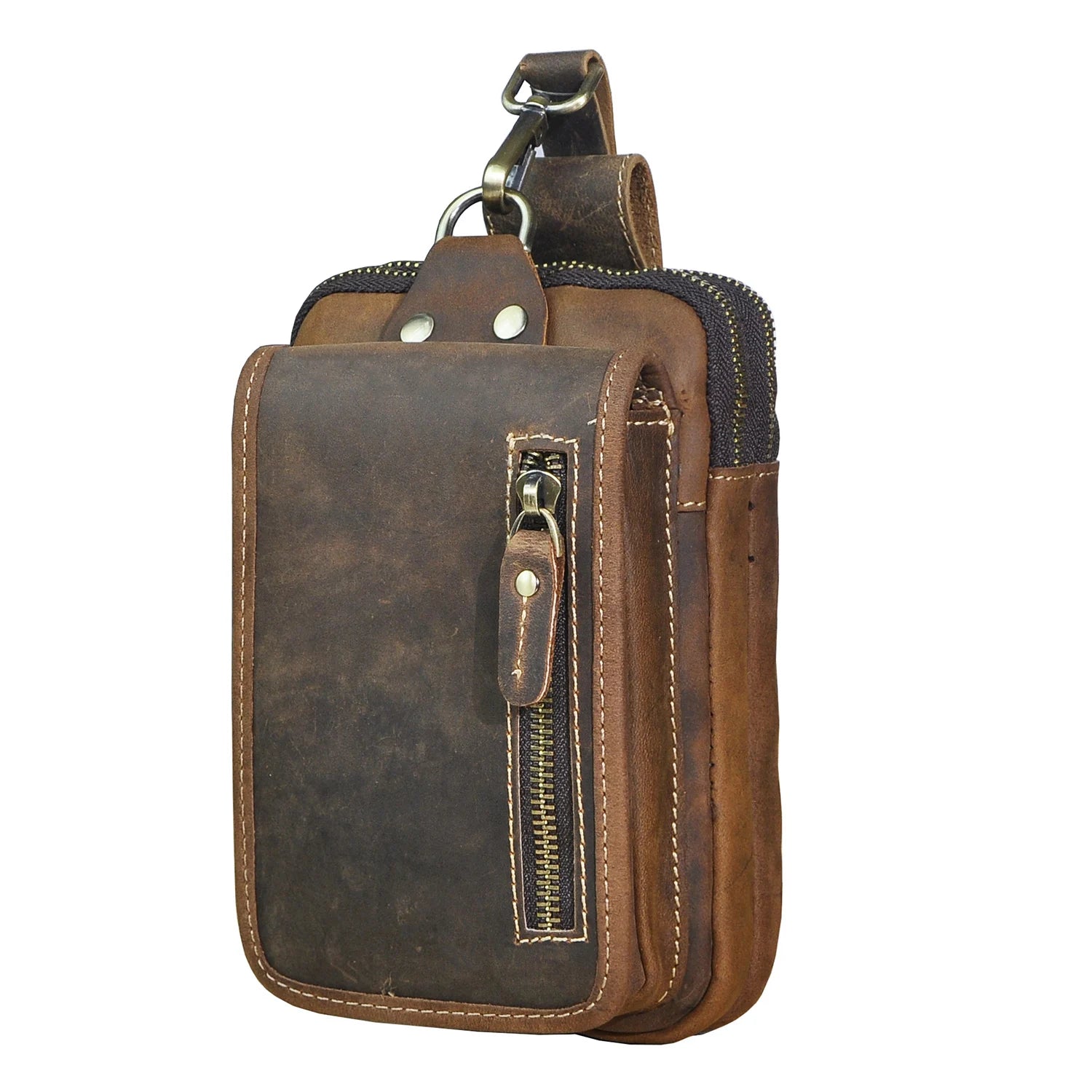 Luxury Leather Men Vintage Travel Belt Fanny Waist Bag