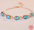 925 Sterling Silver Aquamarine Charm Bracelets Chain For Women Fashion Jewelry