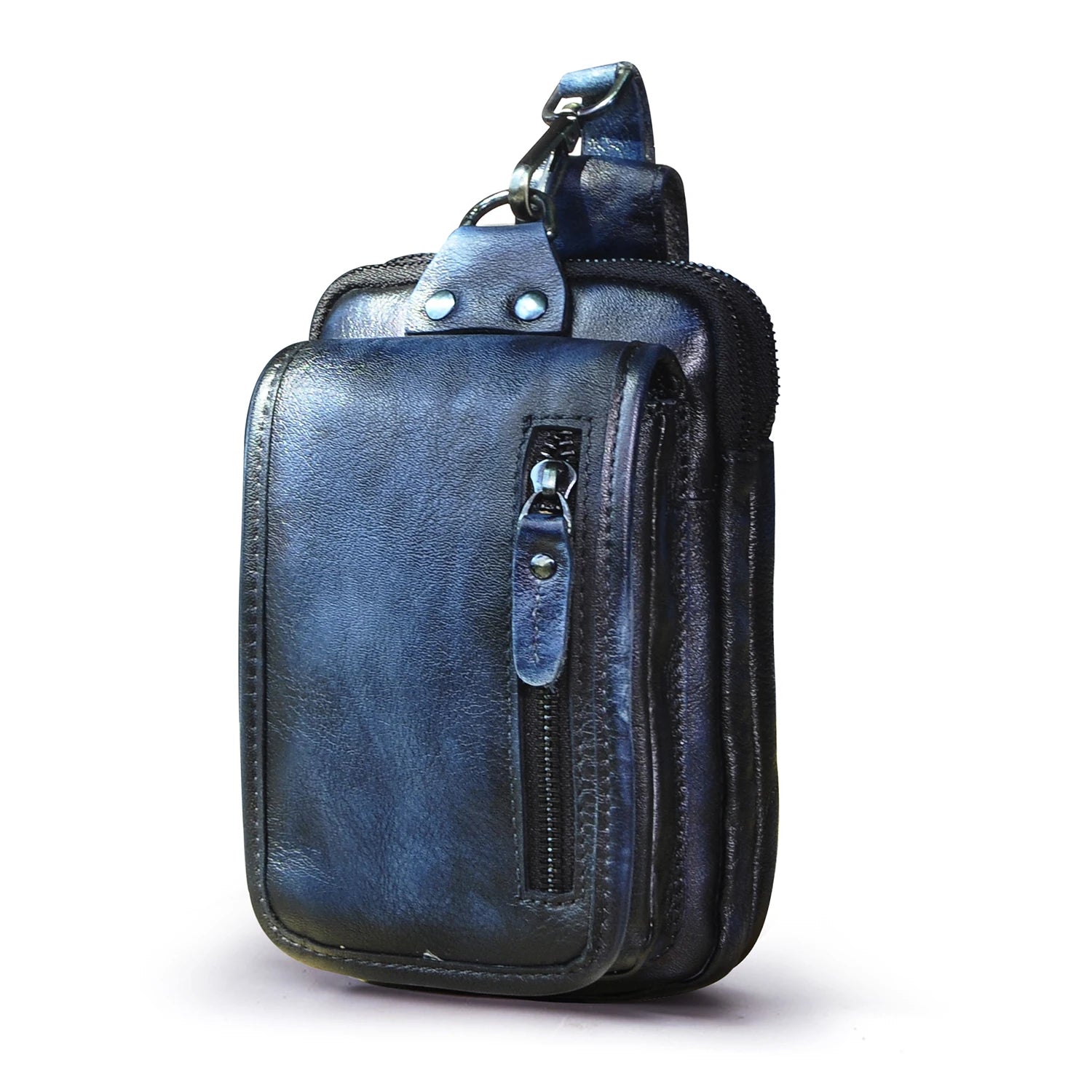 Luxury Leather Men Vintage Travel Belt Fanny Waist Bag