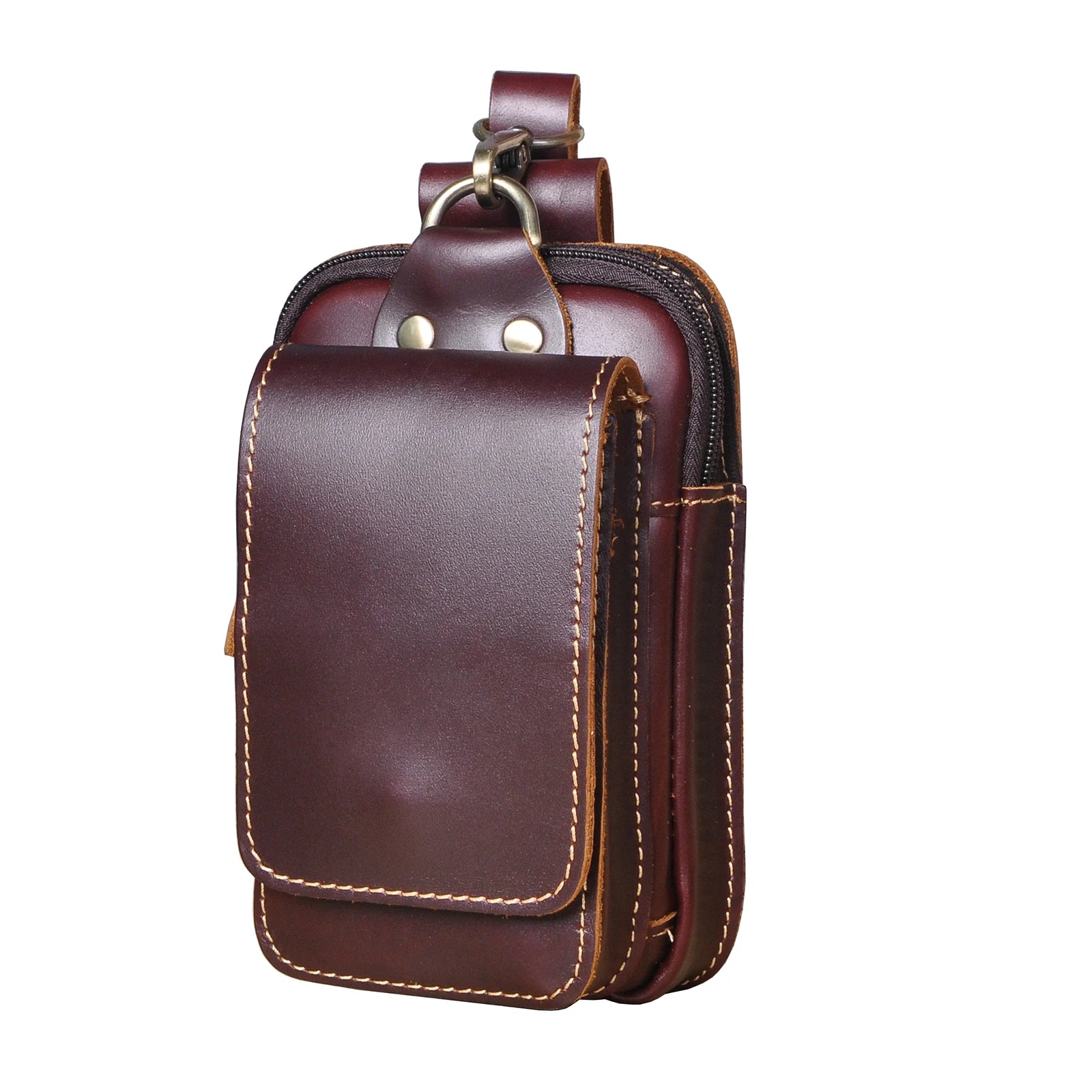 Luxury Leather Men Vintage Travel Belt Fanny Waist Bag