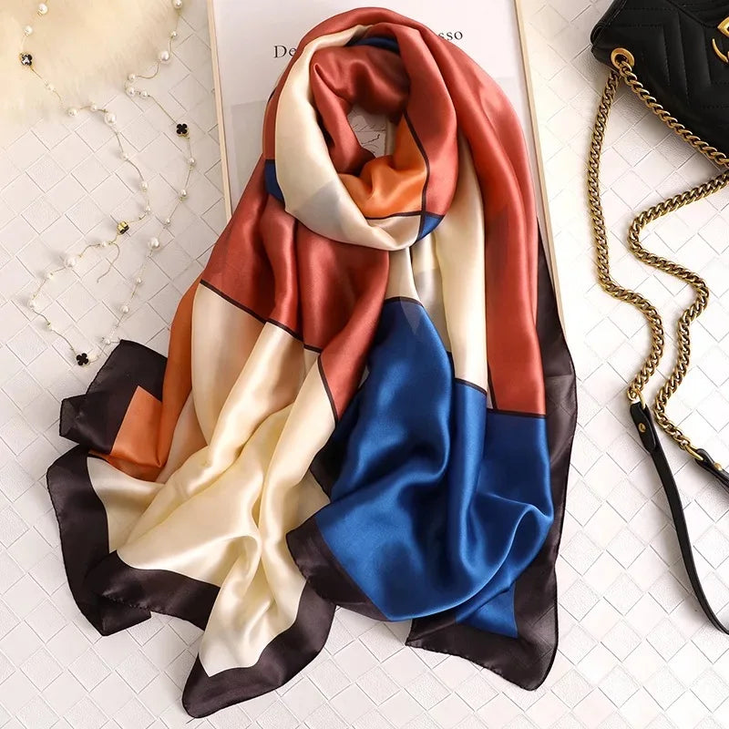 180*90cm Luxury Brand Women Scarf Summer Silk Shawl Lady Wrap Soft Design