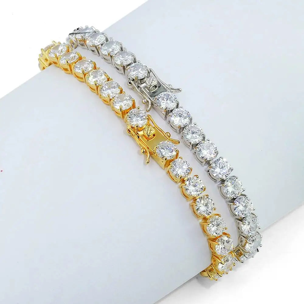 1 Row AAA Cubic Zirconia Paved Iced Out Tennis Bracelet