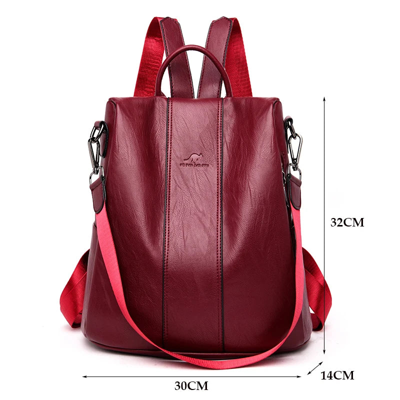 Casual Backpack for Women Shoulder Bag Soft Leather Backpack