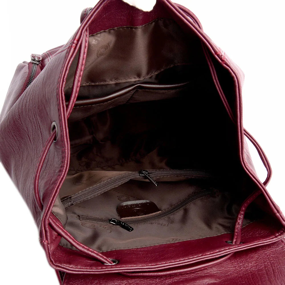 High Quality Leather Backpack Woman Fashion Backpack String Bags Large Capacity