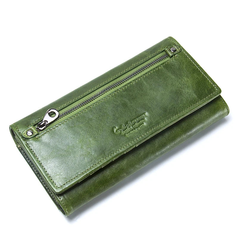 Genuine Leather Wallets Long Clutch Photo Holder Wallet Large Capacity Purses