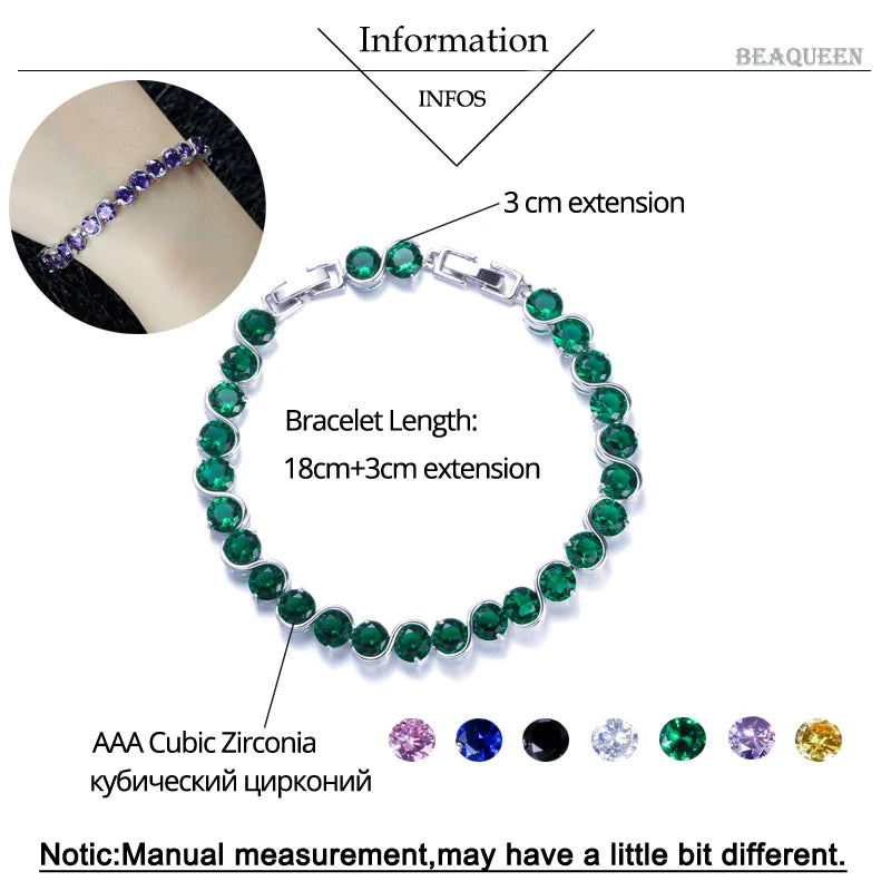 Trendy S Shape 6mm Round Cut Yellow Cubic Zirconia Stone Bracelet Jewelry