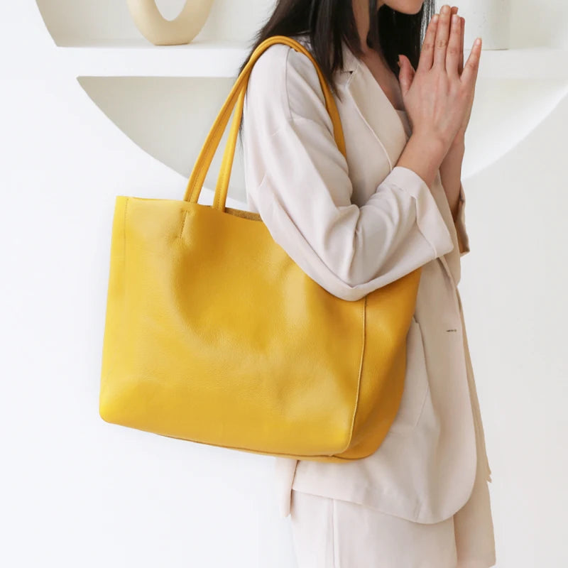 Luxury Bag Casual Tote Fashion Handbag Soft Cowhide