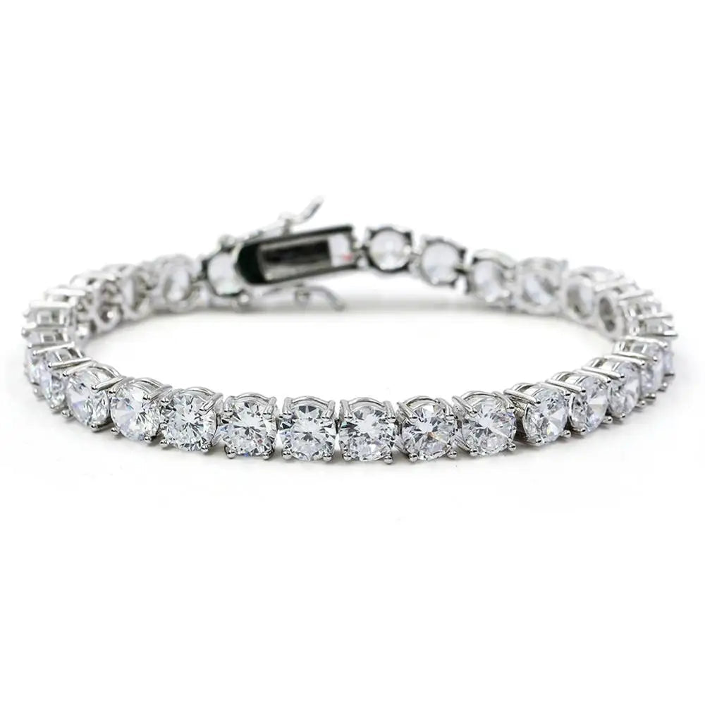 1 Row AAA Cubic Zirconia Paved Iced Out Tennis Bracelet
