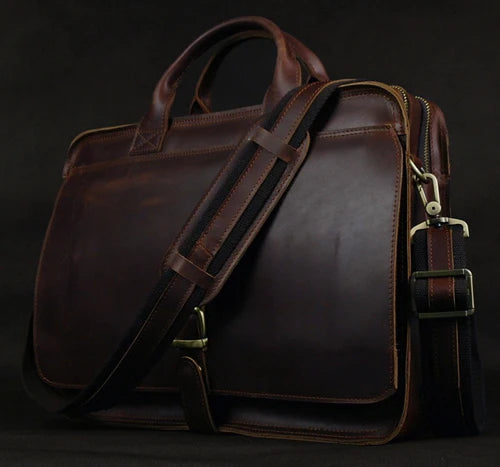 Luxury Genuine Leather Men Briefcase Business Bag Leather portfolio Laptop Bag