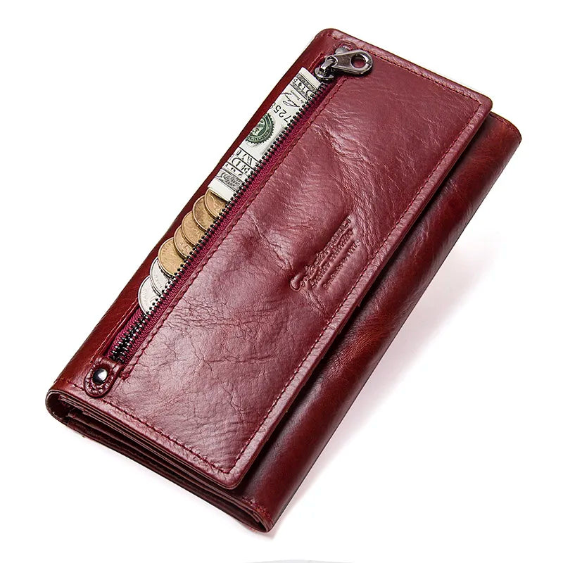 Genuine Leather Wallets Long Clutch Photo Holder Wallet Large Capacity Purses