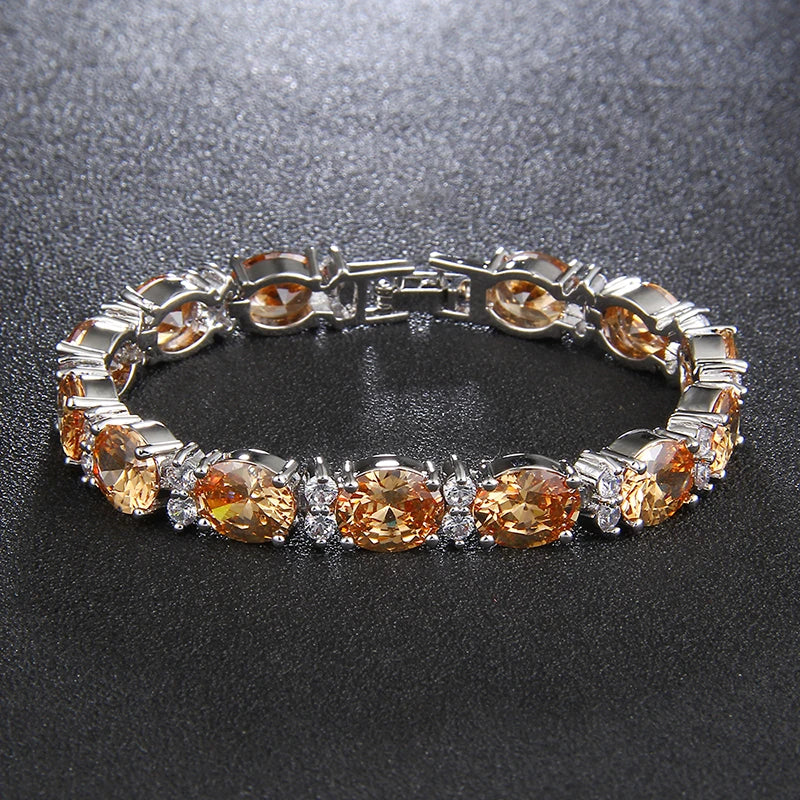Fashion Woman CZ Jewelry Stunning Oval Shape CZ Stone Bracelet Jewelry