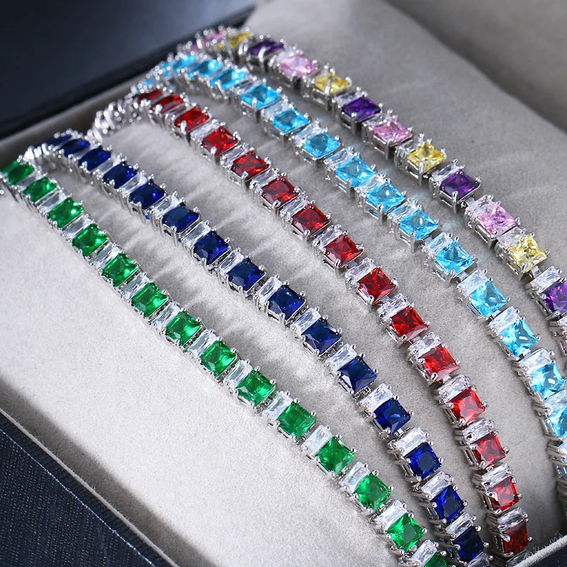 Cubic Zirconia Light Blue Neat Tennis Bracelet For Women Fashion Jewelry