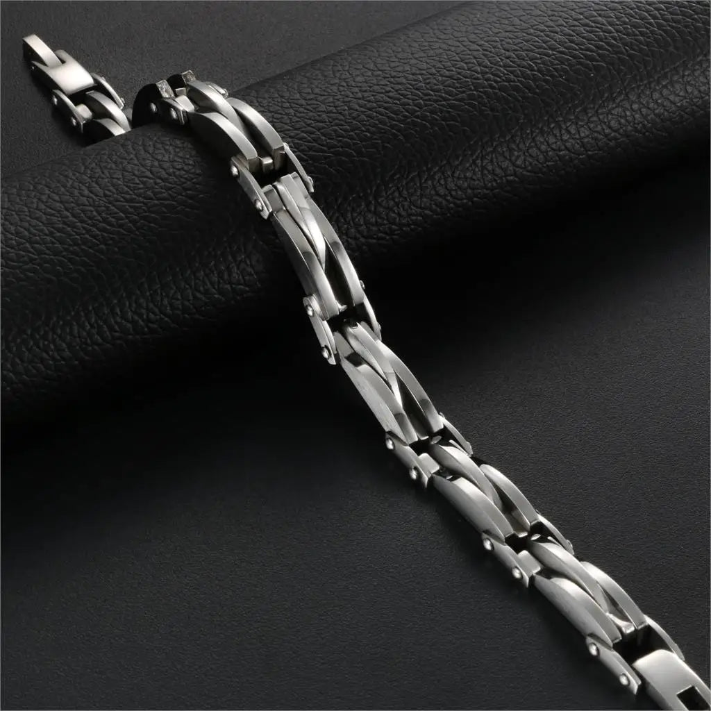Stainless Steel Two Tone Rhombus Cool Link Bangle Bracelet
