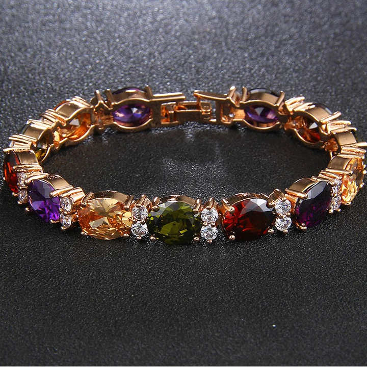 Fashion Woman CZ Jewelry Stunning Oval Shape CZ Stone Bracelet Jewelry