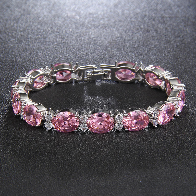 Fashion Woman CZ Jewelry Stunning Oval Shape CZ Stone Bracelet Jewelry