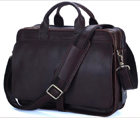 Luxury Genuine Leather Men Briefcase Business Bag Leather portfolio Laptop Bag