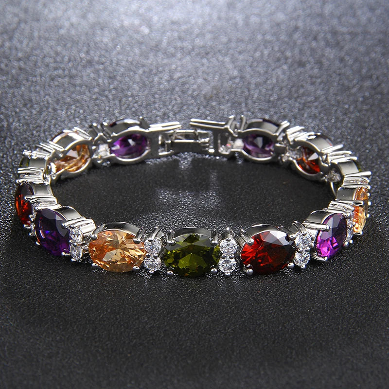 Fashion Woman CZ Jewelry Stunning Oval Shape CZ Stone Bracelet Jewelry