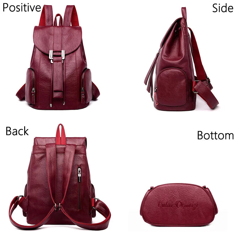 High Quality Leather Backpack Woman Fashion Backpack String Bags Large Capacity