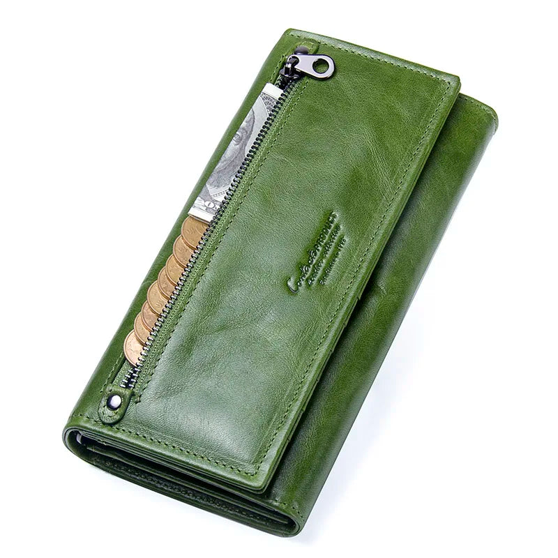 Genuine Leather Wallets Long Clutch Photo Holder Wallet Large Capacity Purses