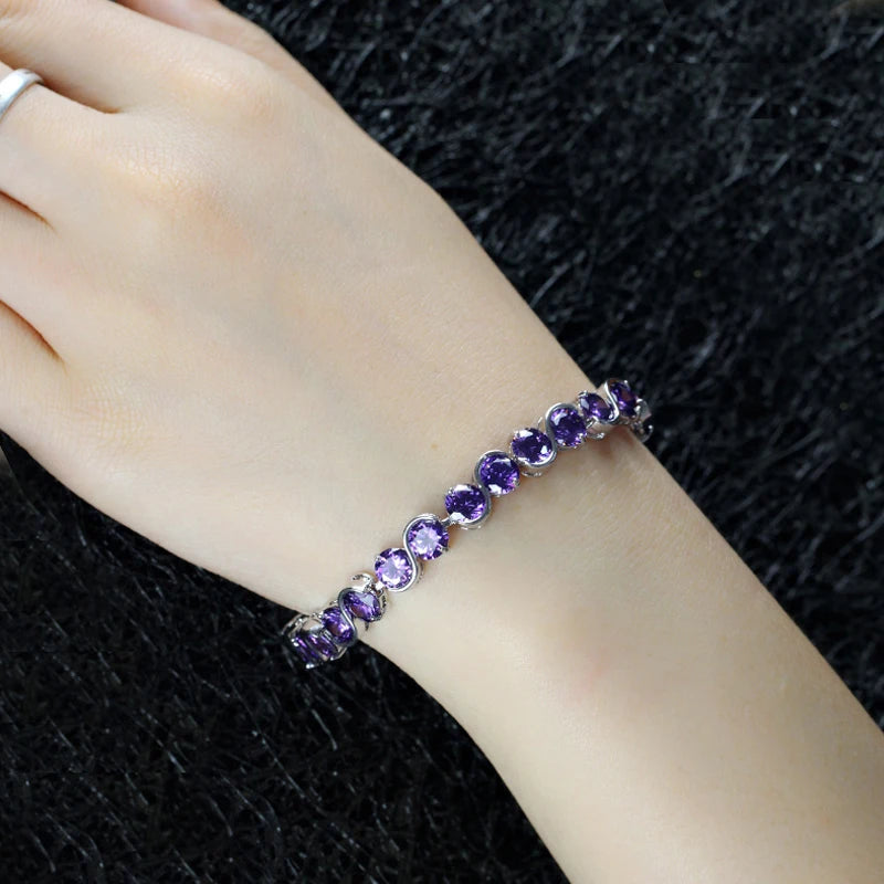 Trendy S Shape 6mm Round Cut Yellow Cubic Zirconia Stone Bracelet Jewelry