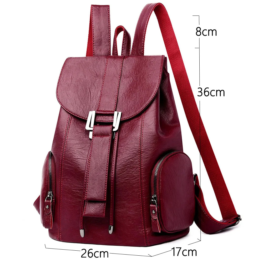 High Quality Leather Backpack Woman Fashion Backpack String Bags Large Capacity
