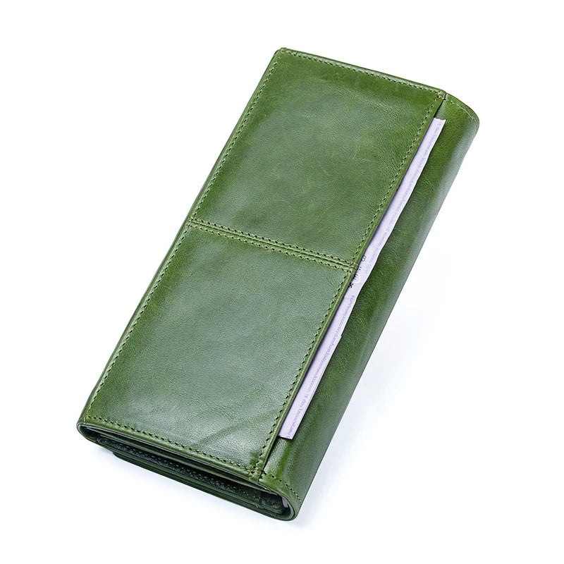 Genuine Leather Wallets Long Clutch Photo Holder Wallet Large Capacity Purses