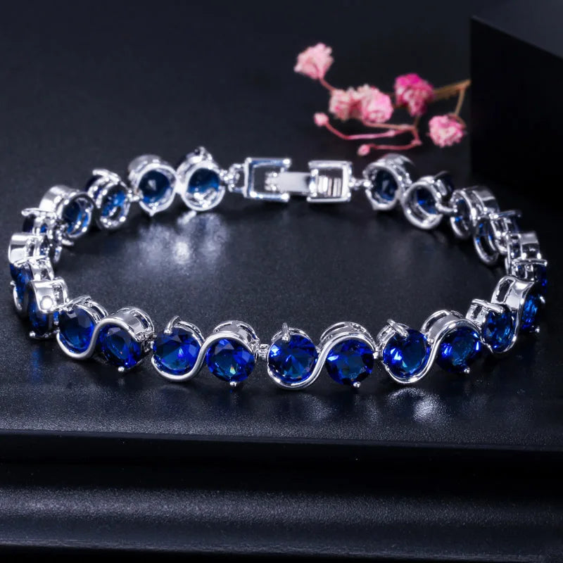Trendy S Shape 6mm Round Cut Yellow Cubic Zirconia Stone Bracelet Jewelry