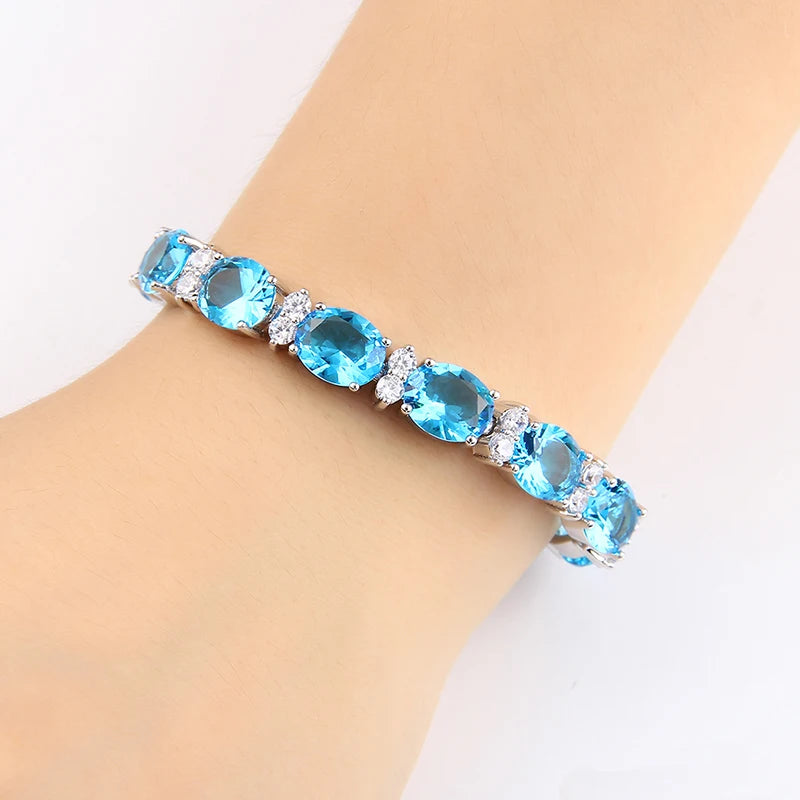 Fashion Woman CZ Jewelry Stunning Oval Shape CZ Stone Bracelet Jewelry