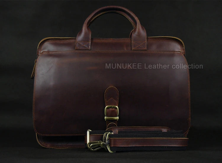 Luxury Genuine Leather Men Briefcase Business Bag Leather portfolio Laptop Bag