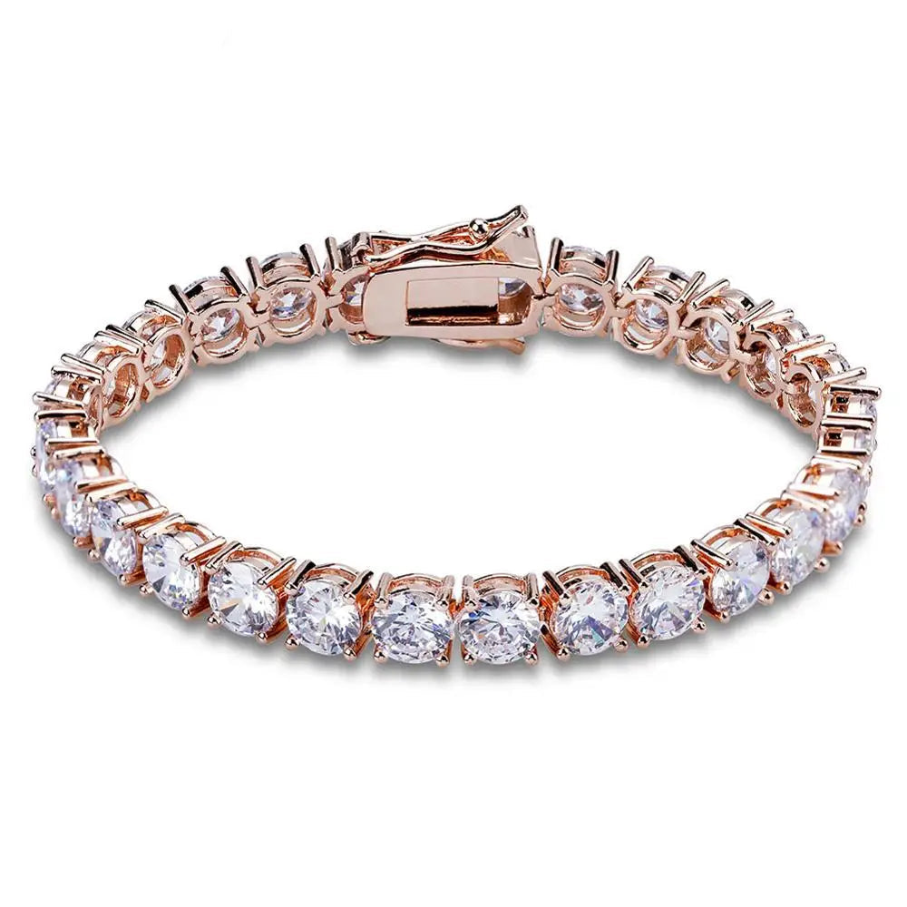 1 Row AAA Cubic Zirconia Paved Iced Out Tennis Bracelet