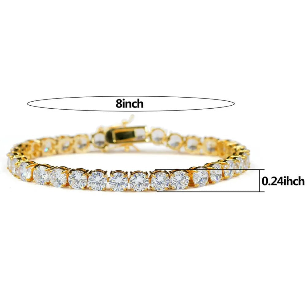 1 Row AAA Cubic Zirconia Paved Iced Out Tennis Bracelet