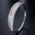 Brilliant Cubic Zirconia Gold Plated Big Round Cuff Bangles Luxury Jewelry Accessories
